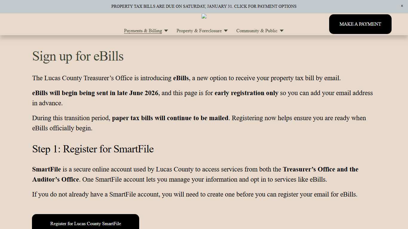 Lucas County Treasurer's Office | Register for eBills