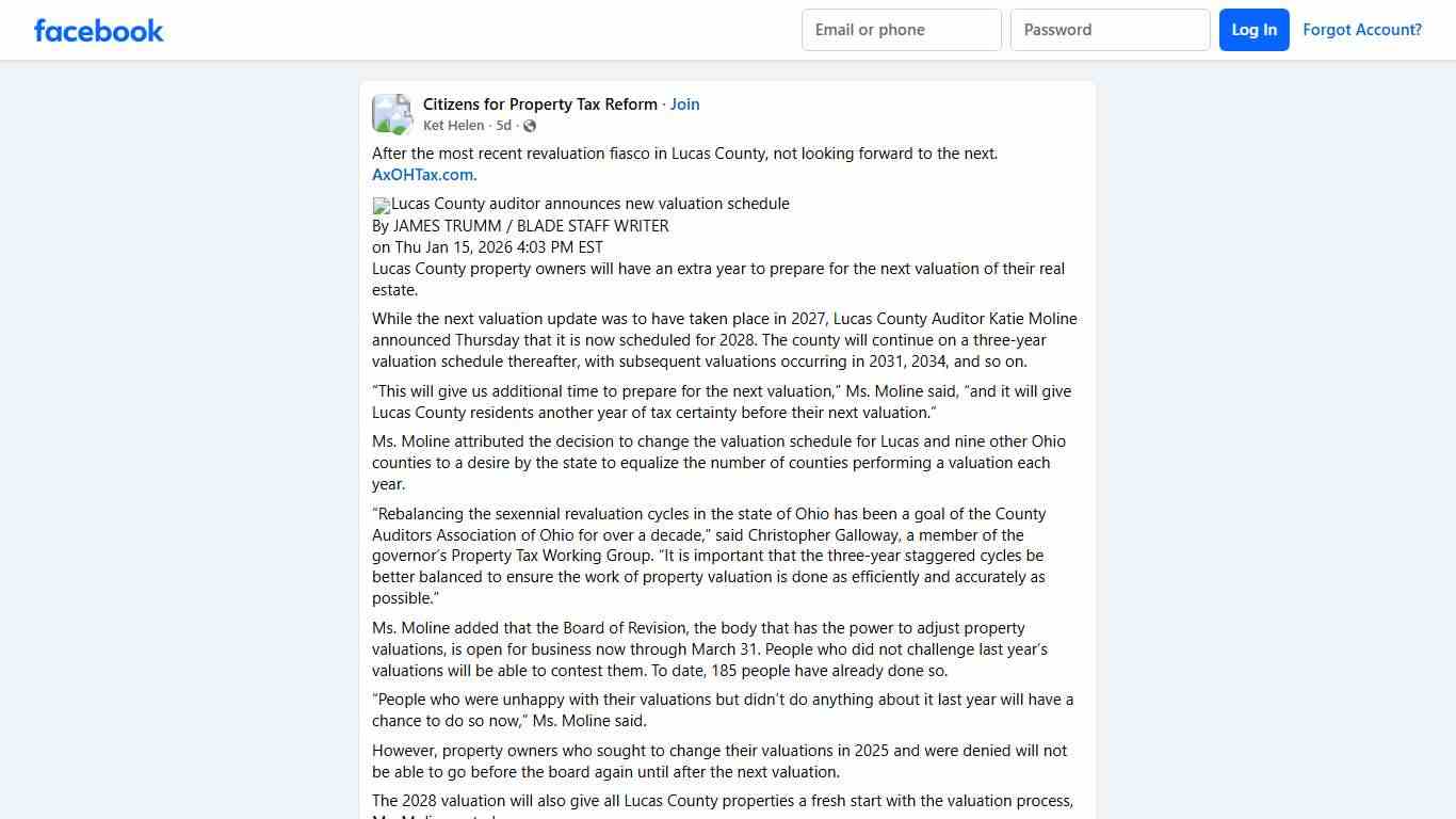 Citizens for Property Tax Reform | After the most recent revaluation fiasco in Lucas County, not looking forward to the next | Facebook