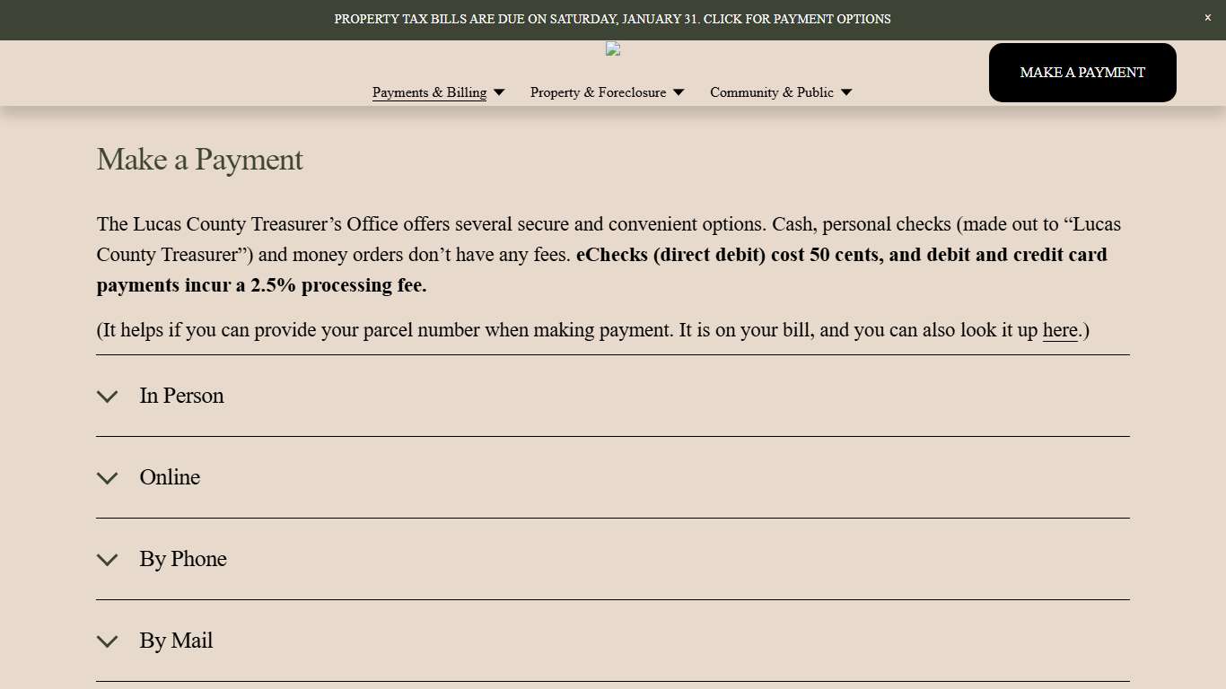 Lucas County Treasurer's Office | Make a Payment